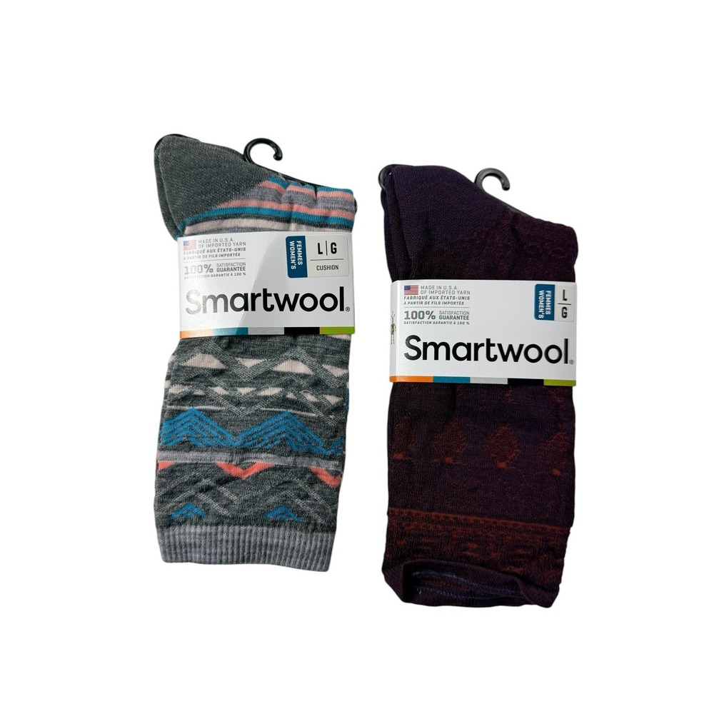 Smartwool Womens Large Crew Socks Ripple Creek Lacet Merino Wool NEW LOT OF 2